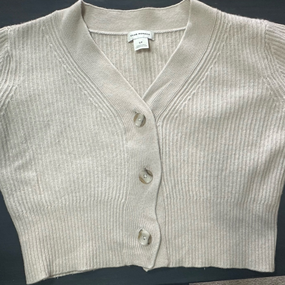Club Monaco Cream Button-Up Cardigan - Picture 4 of 14
